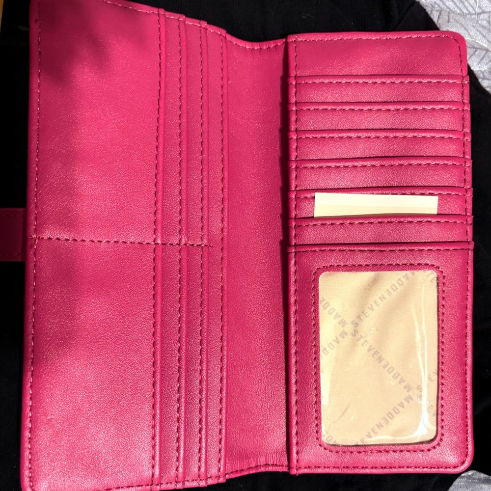 NWT Steve Madden pink Fuschia faux leather bifold wallet - Picture 4 of 9